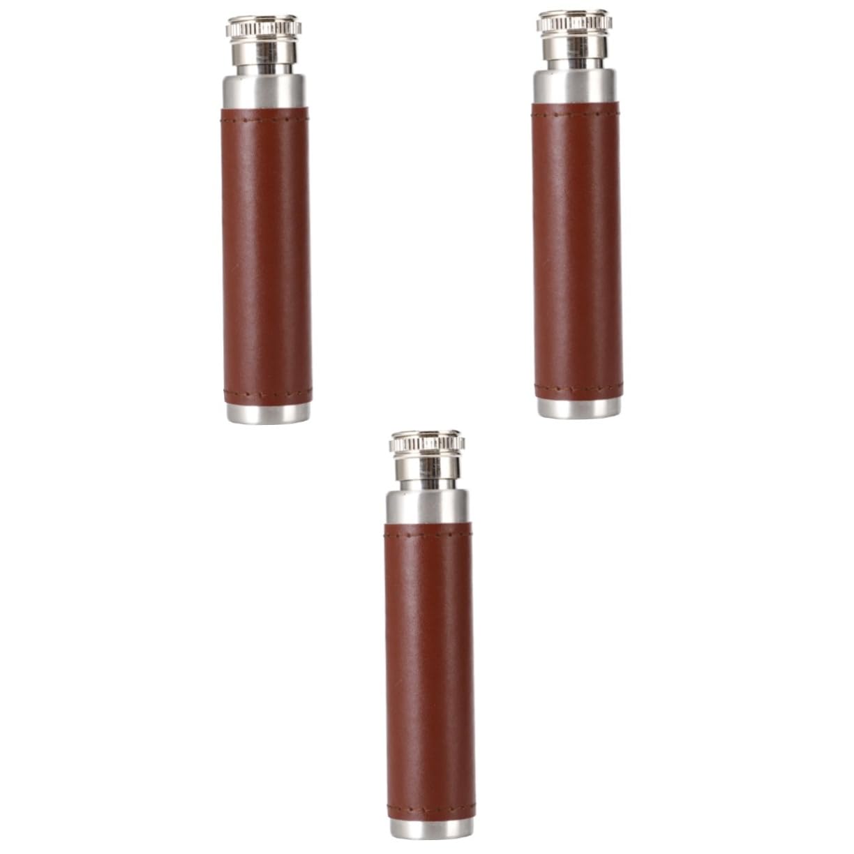 KALLORY 3 Pcs Stainless Steel Wine Tube Leather Cover Mini Portable Pot Round Base Perfect Present for Outdoor Lovers
