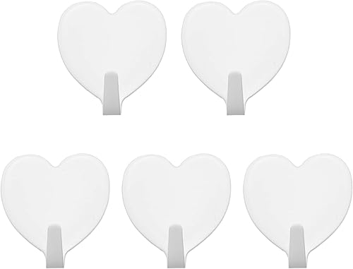 5 ganchos de acero inoxidable en forma de corazón, ganchos para colgar en la pared, perchero para armario, ganchos en forma de corazón, gancho de