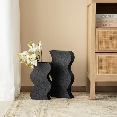 Glitzhome 18/13.75 Inches Metal Vases, Large Standing Vases Set of