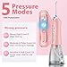 Water Dental Flosser Teeth Cleaner Pick, H2ofloss Cordless Portable Oral Irrigator,5 Mode IPX7 Waterproof Teeth Picks 300ML Rechargeable WaterFlosser for Home Travel (Pink)