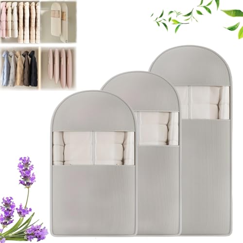 2025 Space Saving Hanging Garment Bag with Self Compression Zipper, Space Saving Garment Bags, Protects Clothes from Wrinkles (Gray, L)