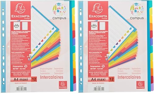 Onglets neutres Campus Exacompta A4 maxi avec page d'indexation imprimable
