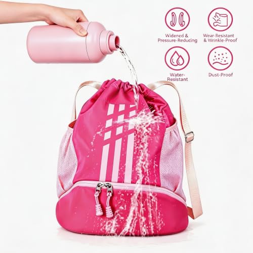 Image of Soccer Bag, Youth Drawstring Backpack for Volleyball Basketball Sports