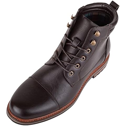 Absolute Footwear Mens Faux Leather Lace Up Casual Formal Desert Chelsea Ankle Boots - Dark Brown - UK 11 / EU 45 Cover