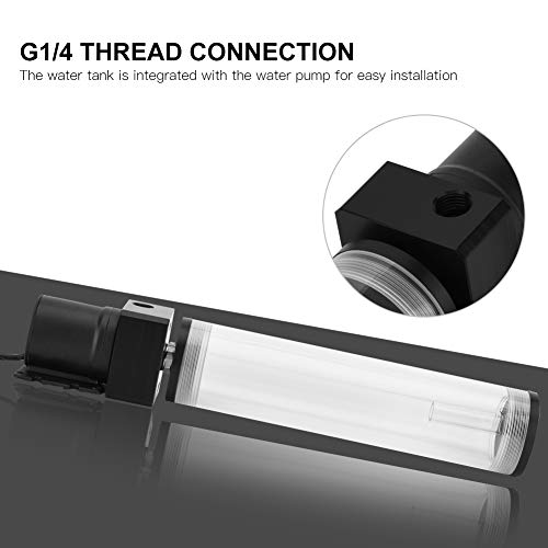 ciciglow Pump Reservoir Combo,19W 12V CPU Water Cooling Pumpe,G1/4 Thread,800L/H Water Pump Flow, PC CPU Water Cooling System Heat Exchanger Tool(210mm)