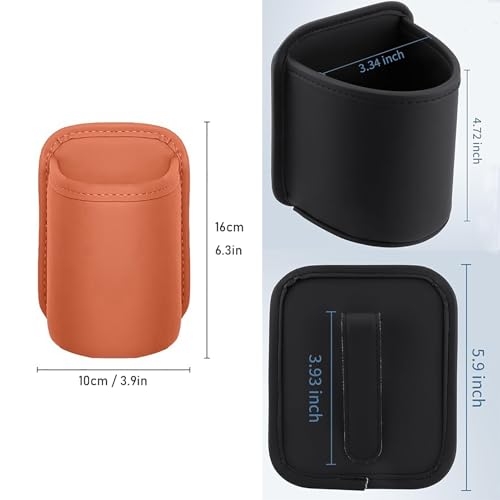 Organizador portavasos para auto de cuero PU con clip anti-caída miniatura 2