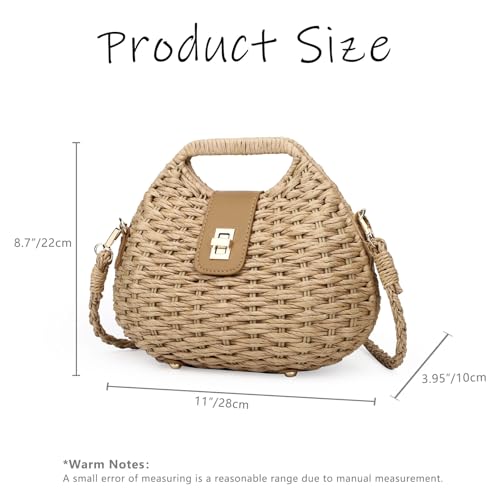 Women Straw Crossbody Bag,Straw Woven Purses with Chain,Beach Handbag for Women4