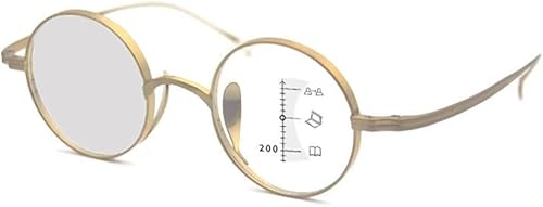 Miniatura 1 de DOUKI Gafas de lectura redondas vintage Multifocus para hombre, 1.0 profesor lectores titanio, gafas de sol fotocromáticas luz de metal