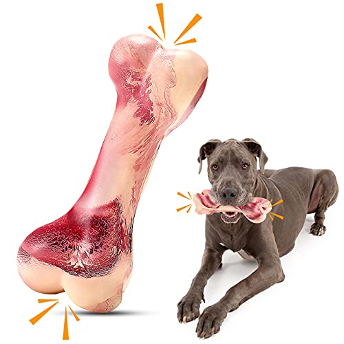 Dog Chew Toys,Squeaky Tough Dog Toys for Aggressive Chewers,Durable Dog Chew Bones, Nearly Indestructible Dog Toy,Big Medium Puppy Chew Toys Teething Chew Vocalization Toys Made with Hard Rubber