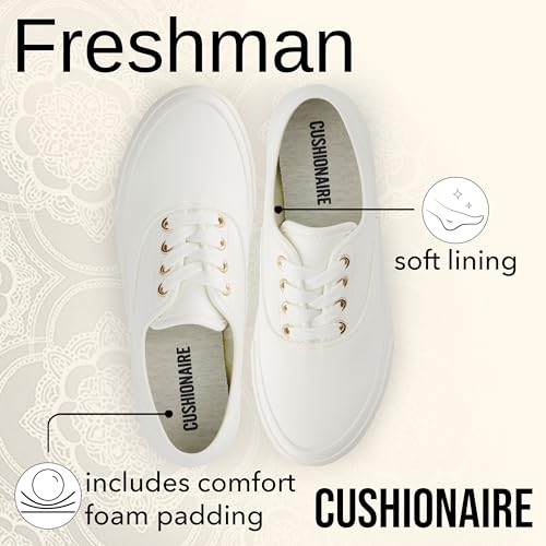 CUSHIONAIRE Freshman Canvas Womens Sneakers, Lightweight Casual Walking Shoes for Women with Memory Foam, Wide Widths Available3