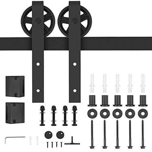 6.6ft Sliding Barn Door Hardware Kit, Dedoot Heavy Duty Single Door Rails, Smoothly and Quietly, Easy to Install, Fit 36\"-40\" Wide Door Panel (Big Wheel)