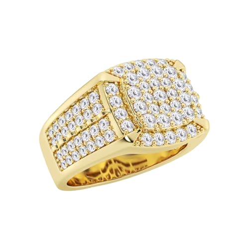 10K 14K 18K Gold Men's Diamond Engagement Ring Mico Pave Cluster Diamond Ring for Men Size 4-162