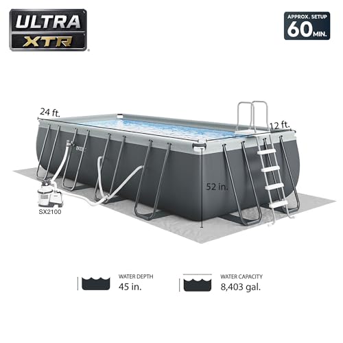 Intex-26363EH-Ultra-XTR-24ft-x-12ft-x-52in-Outdoor-Above-Ground-Rectangular-Swimming-Pool-Set-with-2-Lounge-Pool-Recliner-Floats-72-Can-Cooler-Float Intex 26363EH Ultra XTR 24ft x 12ft x 52in Outdoor Above Ground Rectangular Swimming Pool Set with 2 Lounge Pool Recliner Floats 72 Can Cooler Float
