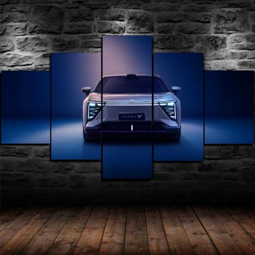 Décoration murale auto : tableau 5 pièces géant 200x100cm prêt à suspendre