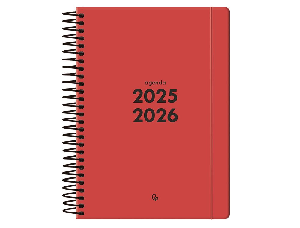 Liderpapel 25-26 spiral basic red 2 days page a5 bilingual FSC paper 70 g.
