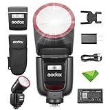 Godox V1Pro-C TTL Flash for Canon Cameras, 1/8000 HSS 500 Full Power Flashes, 1.3s Recycle Time, 2.4G Wireless with External Flash SU-1 Speedlight (Godox V1Pro-C USA Version)