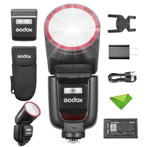 Godox V1Pro V1Pro N TTL Flash for Nikon Cameras, 1/8000 HSS 500 Full Power Flashes, 1.3s Recycle Time, 2.4G Wireless with External Flash SU-1 Speedlight (Godox V1Pro-N USA Version)