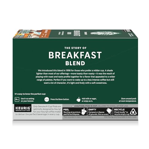 Starbucks K-Cup Coffee Pods, Medium Roast Hot or Iced Coffee, Breakfast Blend, 10 Keurig Pods ​ - image 8