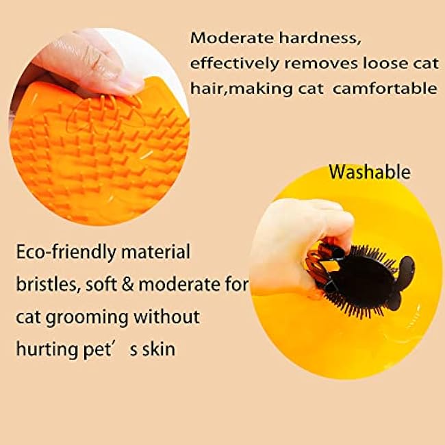 Cat Self Groomer, Pet Hair Brush - 2 Packs, Wall Mounted Cat Grooming Brushes, Bathing Brush with Catnip, Self Massage Tool for Long & Short Fur Cats & Kittens, Dogs - Orange, All Hair Types-jXzycdpO