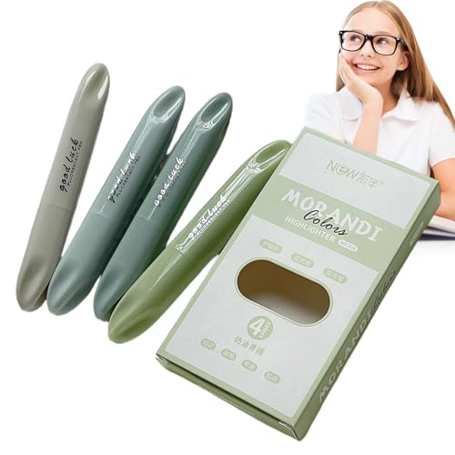 Yhsioaklo 蛍光ペン | 先端蛍光ペン 4本 | 滑らかで美しい色付きマーカーペン 目を保護するマーカーペン ジャーナリング ハイライト プランナーノート用