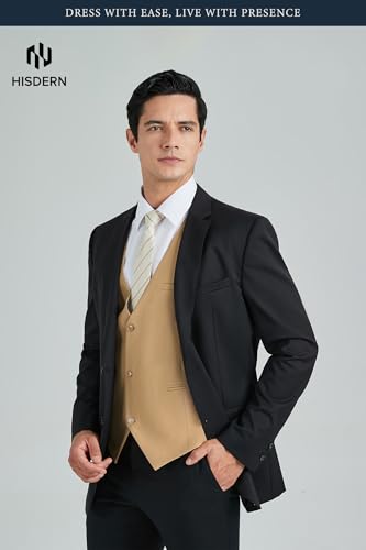 Image of HISDERN Mens Suit Vest Business Casual Dress Waistcoat Vest Solid Color Formal Wedding Vests for Suits or Tuxedo