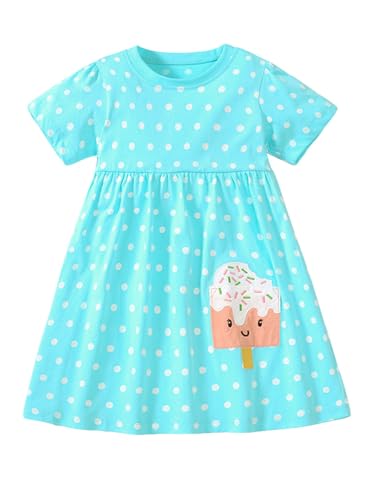 Toddler Girls Short Sleeve Cotton Dress Casual Summer Clothes Swing Sundress