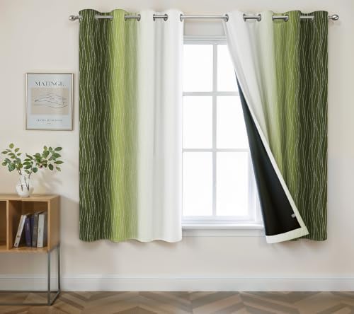 Image of Ultimate Trends Ombre Blackout Curtains for Bedroom Room Darkening Curtains for Living Room,Energy Saving,Thermal Insulated Grommet Window Drapes, Mehandi and Greyish White, 5 FEET,2 Panels