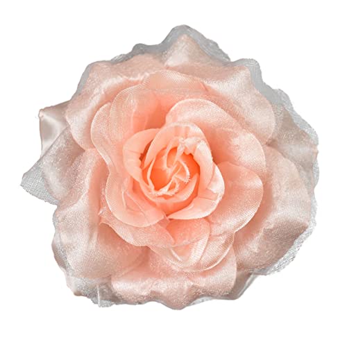 Image of Women's Multifunction Rose Flower Sheer Petal Brooch Pin Hair Tie Clip