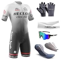 Herren Fahrrad Skinsuit,Kurzarm-Radsportanzug,Gepolstert einteilig Trisuit Bike Short Trisuit Einteiler für Wettkampf,Handgefertigter Hochdichter Schwamm in Wettkampfqualität Gepolstert (TYP-8,L)