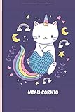  Miau cornio: Libreta de Puntos Cuaderno Punteado A5 (6X9 in) para tomar notas, diario, apuntes, caligrafia, lettering, dot grid bullet journal I Tema gato Unicornio Tejido 120 pag