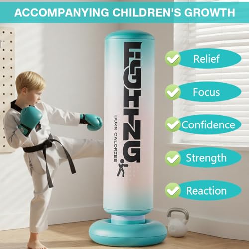 Image of Proberos Inflatable Boxing Column, 1.8 M PVC Punching Bag, Thick PVC Freestanding Punch Bag with 42cm Dia Water Filled Base, Blow Up Training Target for Home Fitness Stress Relief & Kids Sports