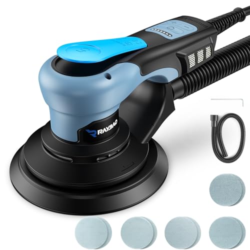 Bürstenloser Exzenterschleifer 150mm 350W, 5mm Exzentrizität, Geringe Vibration, Hohe Schleifleistung, 6-Stufiger Drehzahlregelung bis 10.000 U/min, 10 Schleifblätter Ideal für Holz & DIY