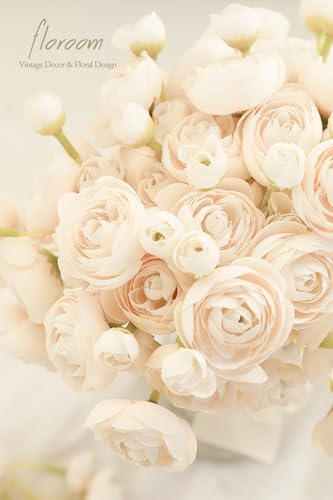 Floroom HS-XMD-CREAM Ranunculus Artificial Flowers 18 Pcs Champagne Faux Silk Mini Ranunculus Bulk Fake Wedding Filler Flowers thumb #2