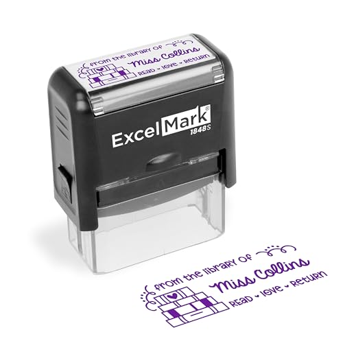 ExcelMark Personalized Teacher Stamp - Teacher Book Stamp - Available in 11 Colors (Medium)