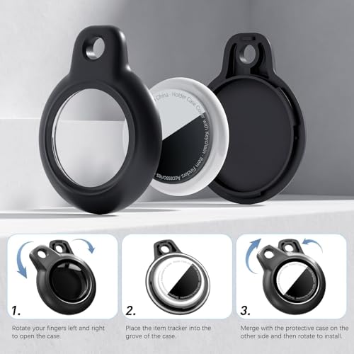 Image of MOLOSLEEVE [4 Pack with 2 Keychain Styles Waterproof Holder Case for AirTag 2nd Gen 2026 & 1st, Clear Protective Cover for Air Tags, Anti-Scratch Keyrings for Men Women, 2 Black /2 Blue