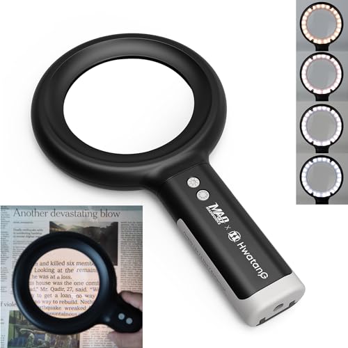 HWATANG OHBIG x MADWORKS - Lupa asférica LED de atenuación de 3x/8D/100 mm, ayuda de baja visión para degeneración macular, inspección de la piel, anillo de luz Ra90, AMD y lupa de lectura 70+ (de
