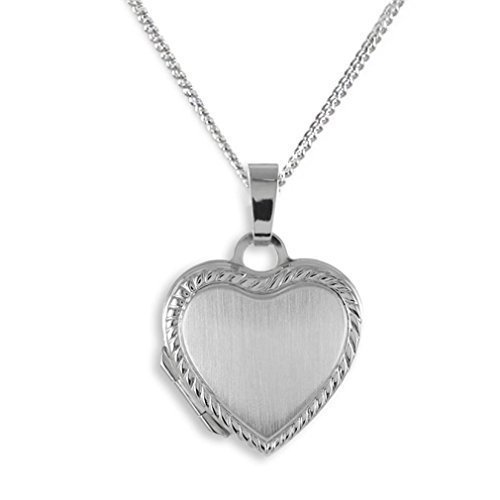 Medaillon 925 Silber Herz zum öffnen für Bildereinlage/ 2 Fotos Amulett verziert mit Kette 42 cm 925 Silber. Von Haus der Herzen® Cover