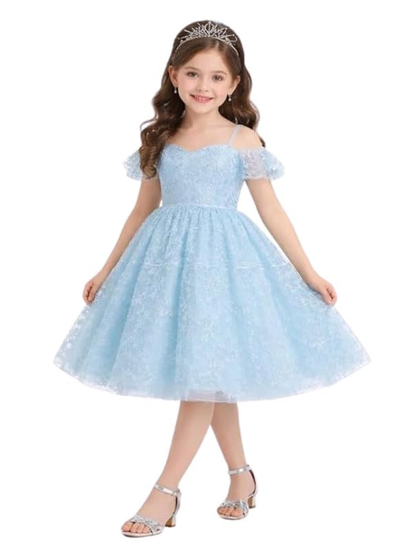 TILISM Girls Embellished Net Fit & Flare Knee Length Sparkle Party Dress-picture-25