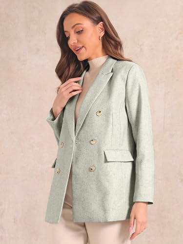 Allegra K Casual Work Blazer for Women's Notched Lapel Double-Breasted Blazer Suits Business Blazers Jackets4