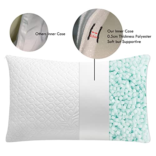 Rainmr Pillow King Size, Memory Foam Pillows With Bamboo Pillowcase For Back & Side & Stomach Sleeper, 20X36 Inches #TOP1