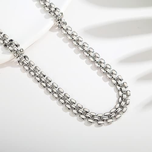 Classyzint Silver Plated Chunky Choker Necklace For Women Wide Watch Strap Chain Necklaces Short Chokers Summer Necklace Jewelry #TOP3