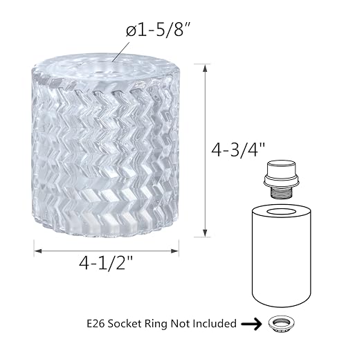 Image of Aspen Creative 23646-60-3,Clear Glass Shade w /Diamond Pattern For Lighting fixture /Vanity Light /Wall Light /Pendent.Size:4-1 /2 inchD x 4-3 /4 inchH.Center Hole:1-5 /8 inch. Set of 3.