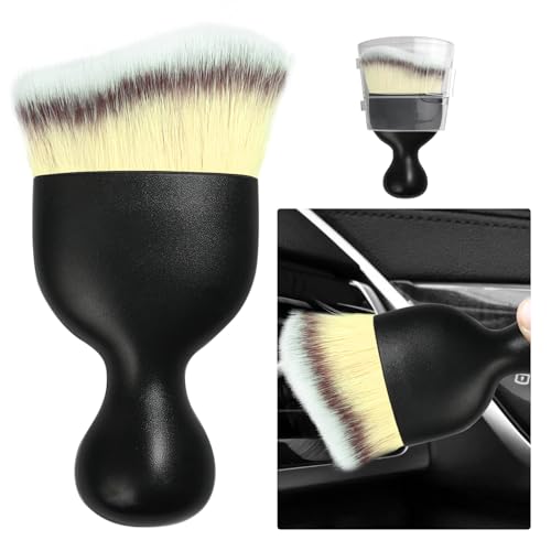 Ziciner Car Detailing Brush, Curved Soft Bristles Auto Removal Dust