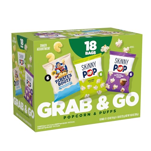 SkinnyPop Popcorn & Puffs Variety Variety Pack, SkinnyPop Original and Kettle Corn, and Pirate's...