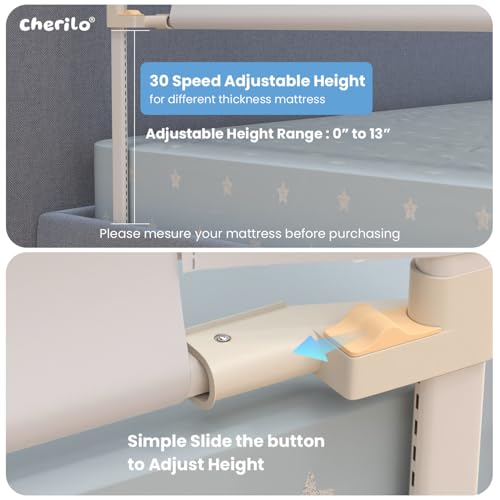 Image of Cherilo Bed Railing for Baby Safety - Foldable & Height Adjustable Railing for Safety, 180cm x 73cm Side Protector, Collapsible Baby Bed Protector Side Walls - Grey (Pack of 1)