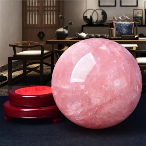Sphère en quartz rose authentique taillée dans un bloc de cristal brut - 4