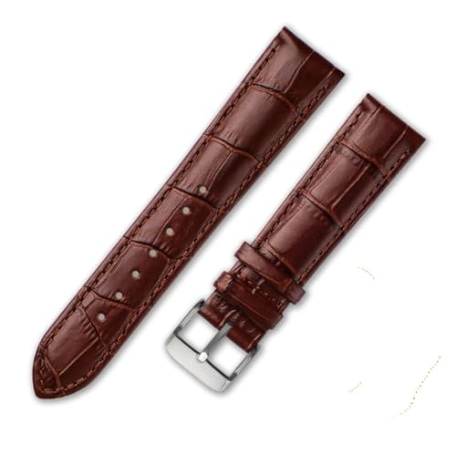 HuanJ �{�v�u���X���b�g���j�o�[�T���g�b�v���U�[�E�H�b�`�o���h14 16 18 20mm 21mm 22mm 23mm�o���h(Brown silver buckle,21mm)