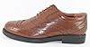 MENS GENTS LEATHER WIDE FIT SCIMITAR BROGUES SHOES 6-14 (6, BROWN) #1