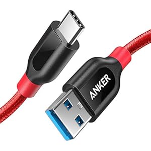 Anker PowerLine+ 90cm USB Kabel auf USB C Kabel 3.0, sehr Beständig für USB Typ C Geräte Inklusive iPhone 16/15, Galaxy Note 10/Note 9/S10+/S10, Huawei, LG V30, Smartphone usw. (Rot)