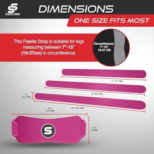 Image of Sleeve Stars Swedish Brand Patellar Tendon Support Strap for Women & Men Effective Osgood Schlatter Knee Brace Youth & Kids Knee Brace with 3 Adjustable Length fits 7 inch-15 inch (Single /Hot Pink /Kids)
